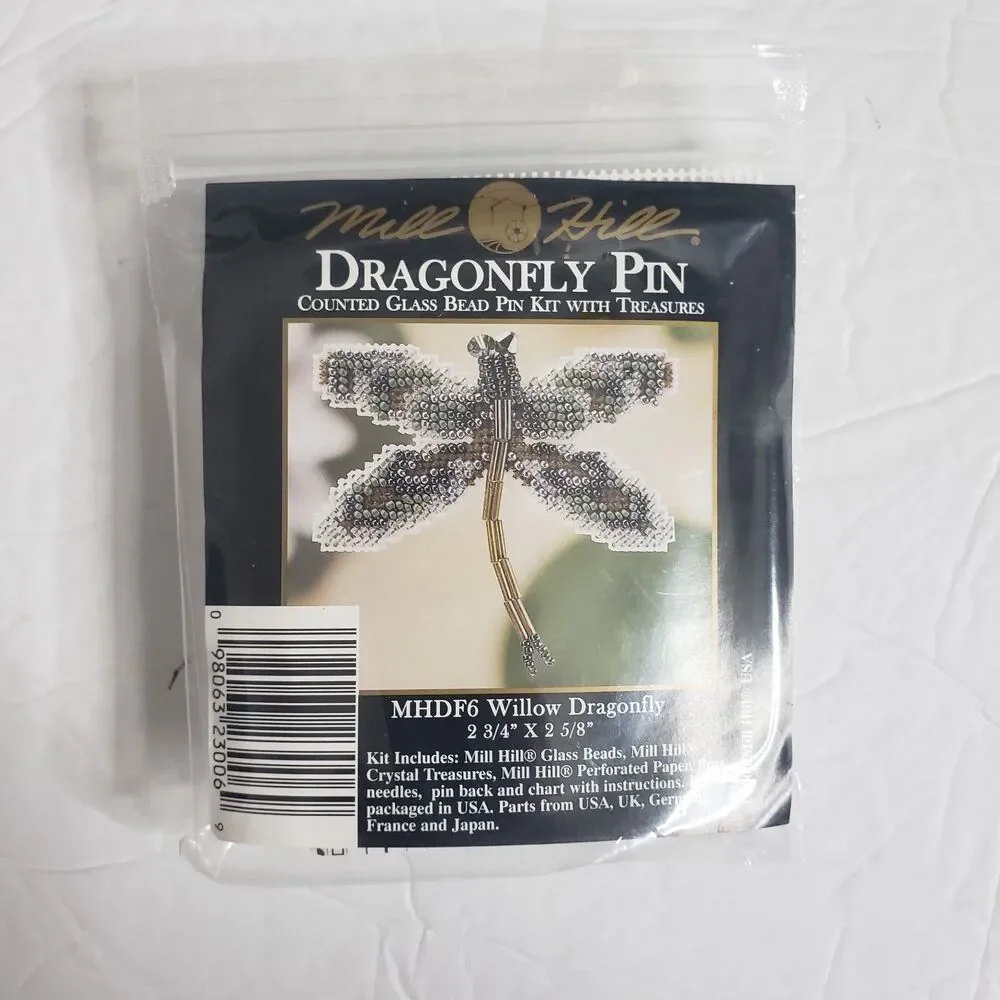 MILL HILL Willow Dragonfly Pin MHDF6 Counted Glass Bead Cross Stitch Kit NEW
